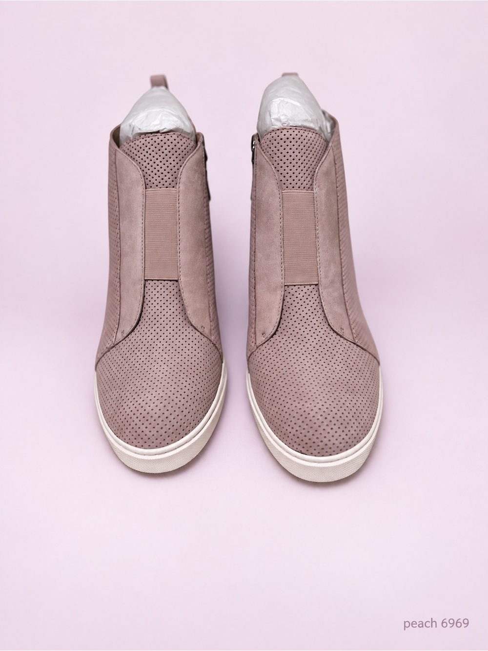 Gorgeous Women’s Slip-On Perforated Suede Sneaker Boot - soft pink size 11